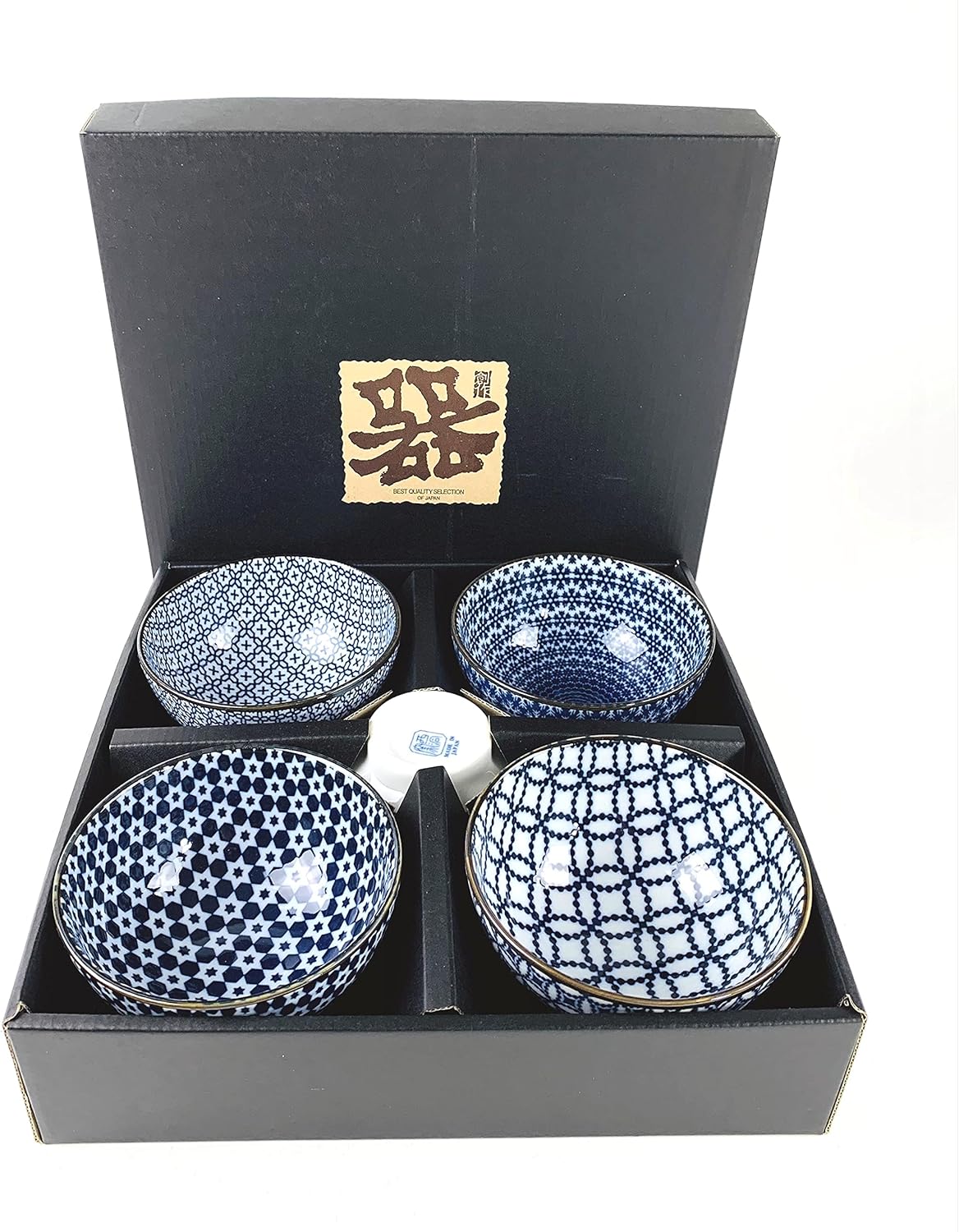 JapanBargain 4686 – Juego de 5 cuencos de arroz de porcelana japonesa, cuencos de sopa Miso con patrón tradicional de inspiración japonesa, ensalada