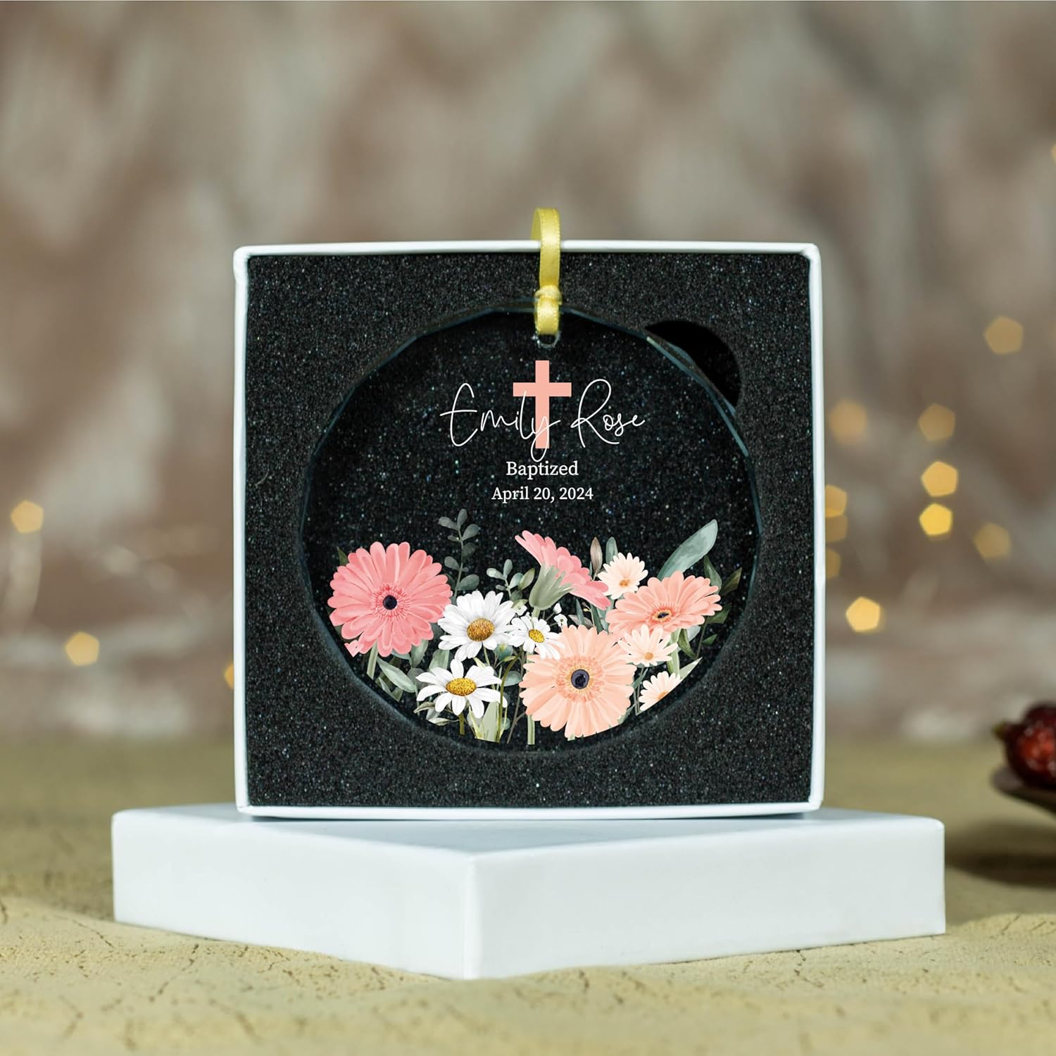 Adorno de cristal personalizado de bautismo para bebé, regalo de bautismo para niños y niñas, regalo de dedicación para bebés, regalo de