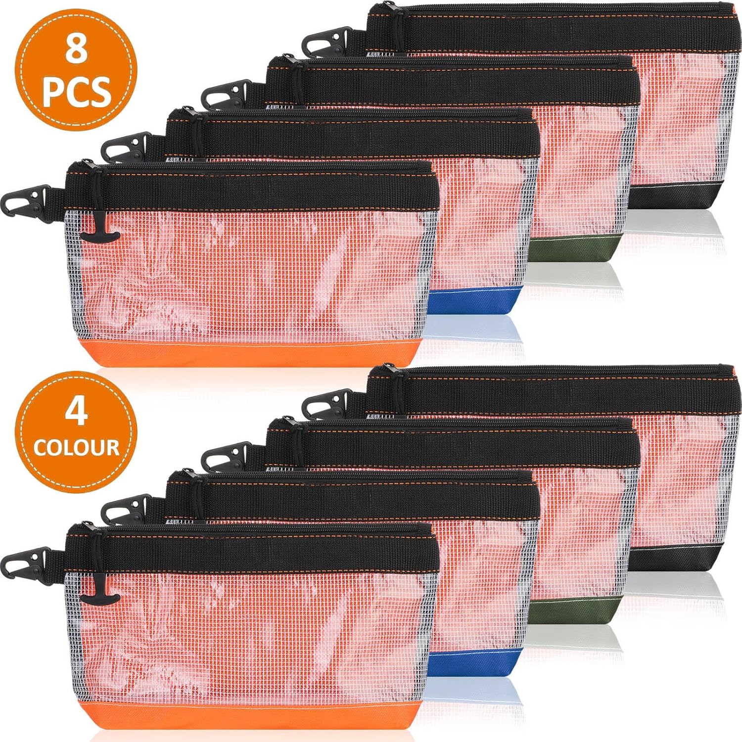 Sanwuta 8 bolsas transparentes para herramientas para hombres, bolsas de herramientas de 12 pulgadas con cremallera, bolsa pequeña de herramientas