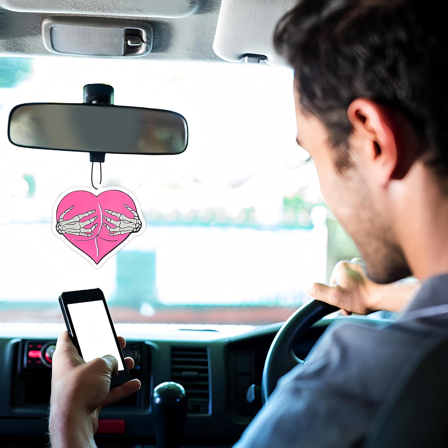 LSJUENGAL Ambientador de aire para automóvil de Halloween, palmera rosa rosa, accesorios para el interior del automóvil, ambientador colgante de