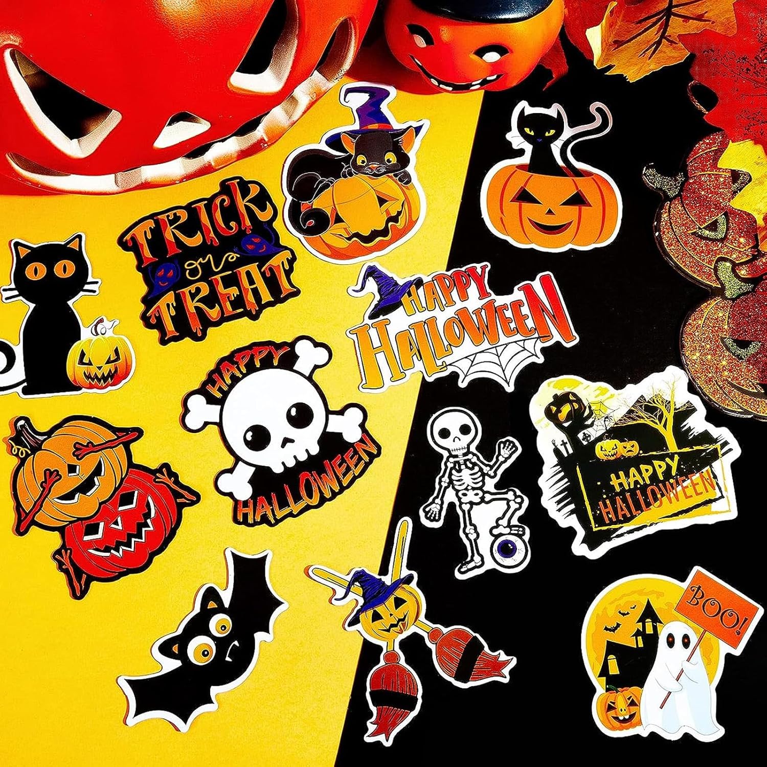 QODOLSI 12 calcomanías para el cuerpo de Halloween para automóvil, adsorción, calabaza, fantasma, mago, personalidad, impresión clara, adornos