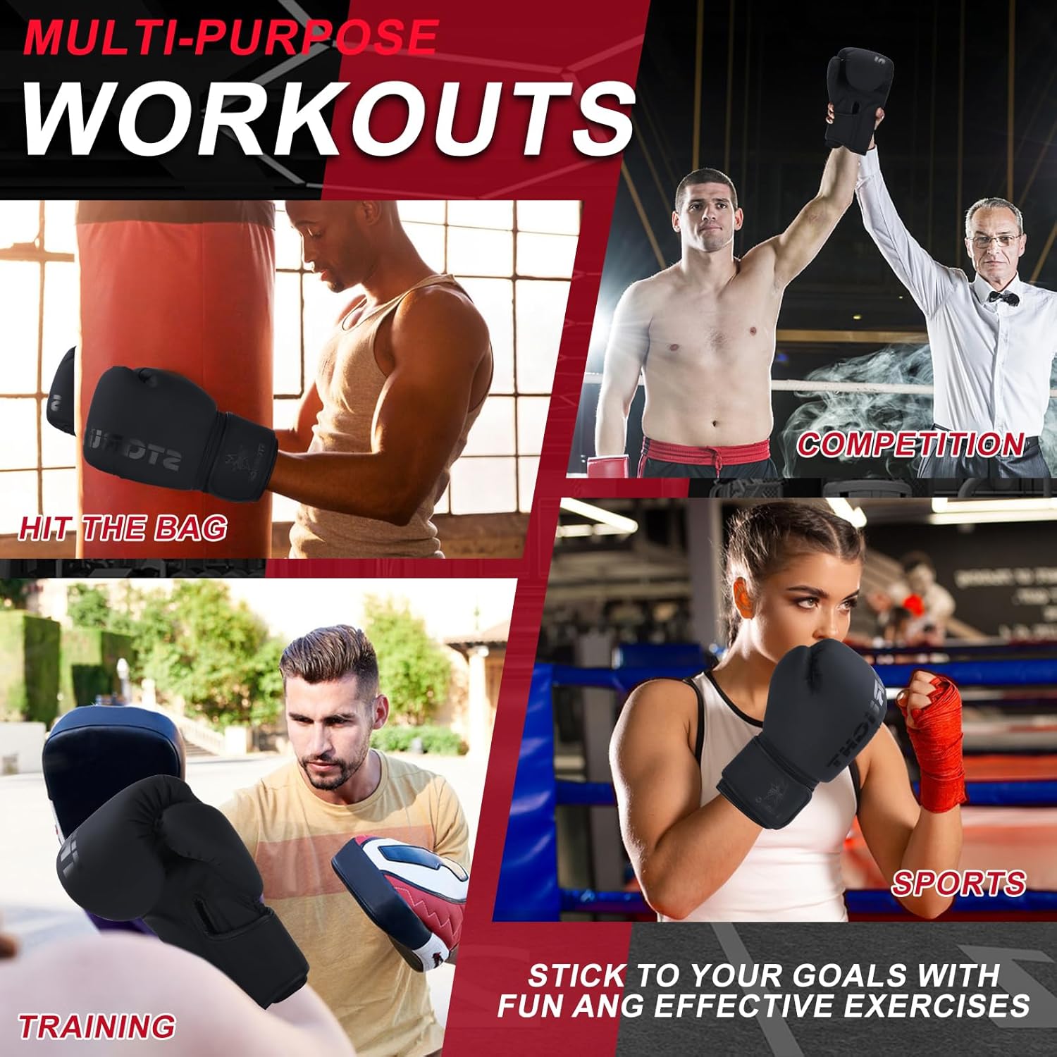 Valchiria Guantes de boxeo para hombres y mujeres, guantes de entrenamiento de boxeo, guantes de boxeo MMA, Kickboxing, guantes de entrenamiento