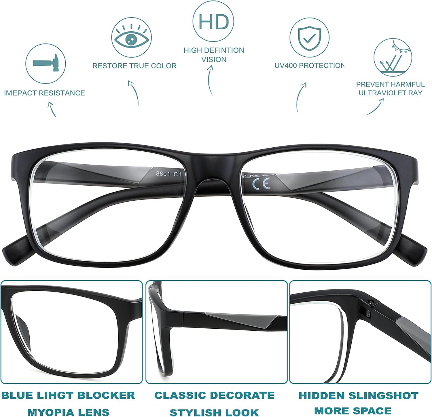 Distance Nearsighted Glasses For Men Women Near Sighted Vision Driving Farsighted Blue Light Computer Eyeglasses