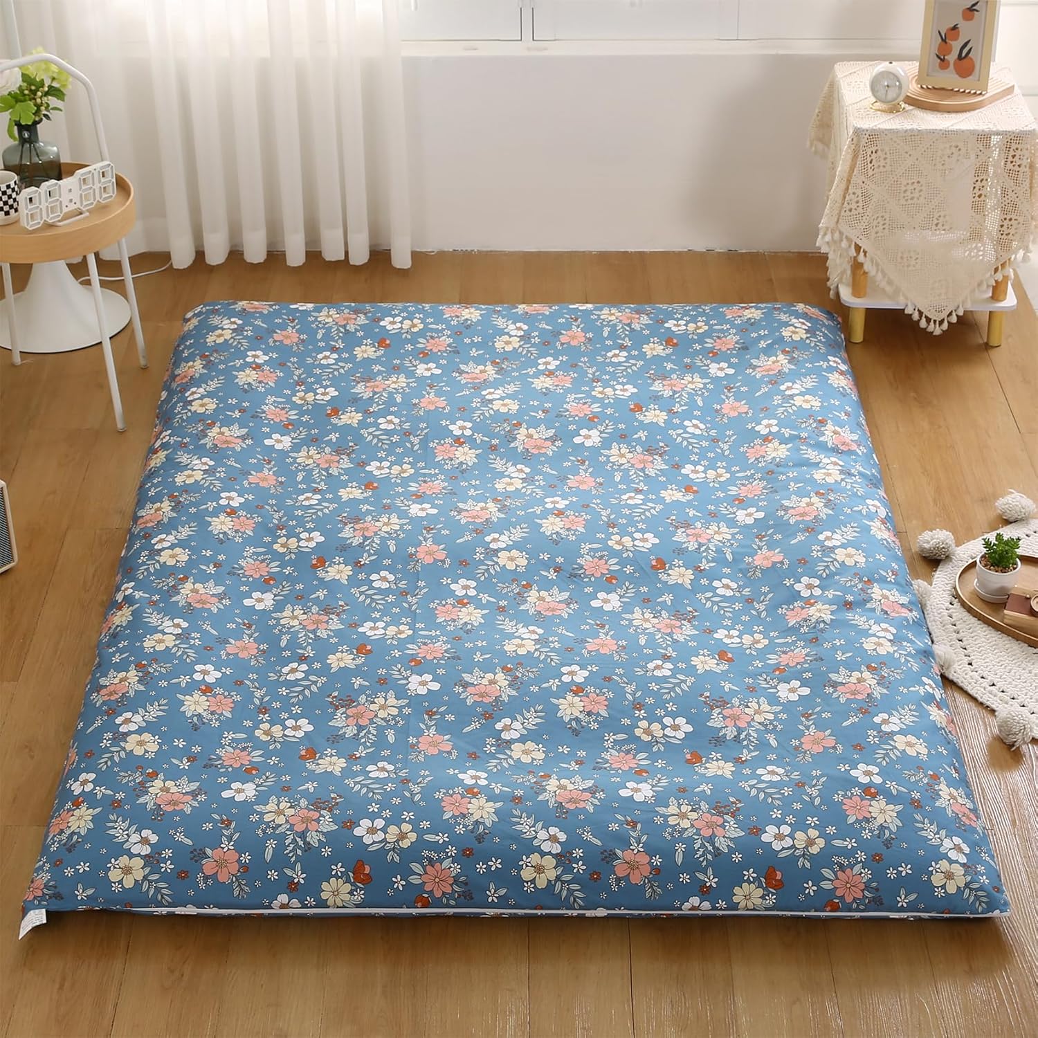 Funda de colchón para colchones japoneses tradicionales de futón, con cremallera, lavable a máquina, funda de colchón tatami tamaño individual,