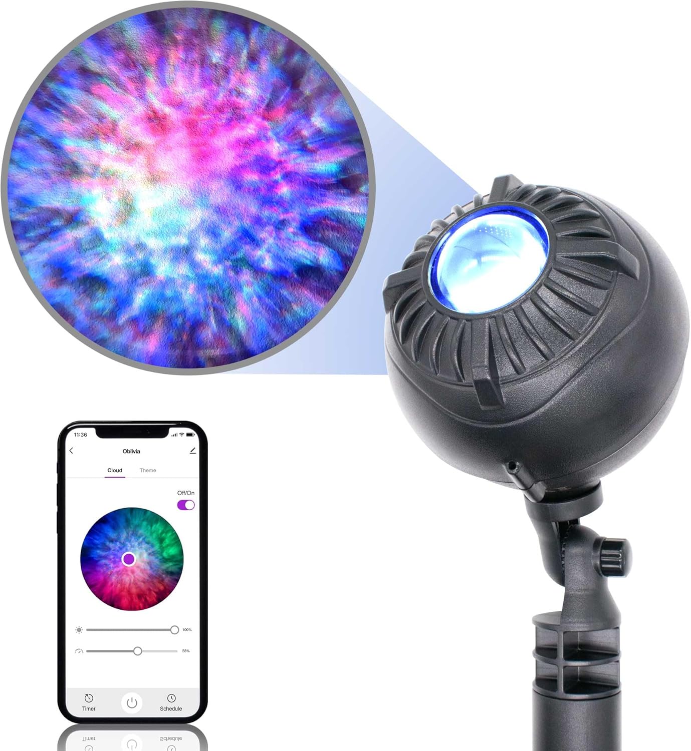 BlissLights H2Orb (IP67) x Oblivia – Paquete de proyector de nube para exteriores