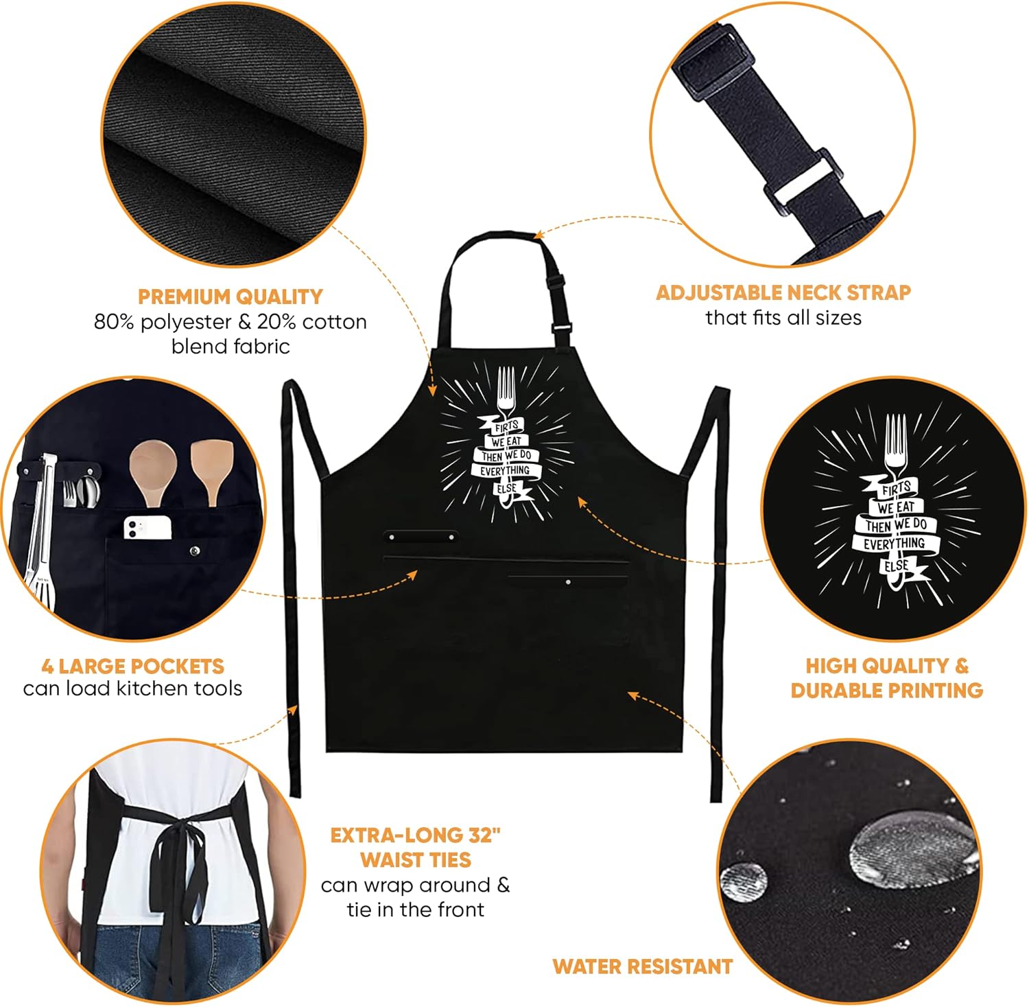 Delantales divertidos para hombres con 4 bolsillos espaciosos – Regalos perfectos para hombres – Delantales de cocina a la parrilla, barbacoa chef