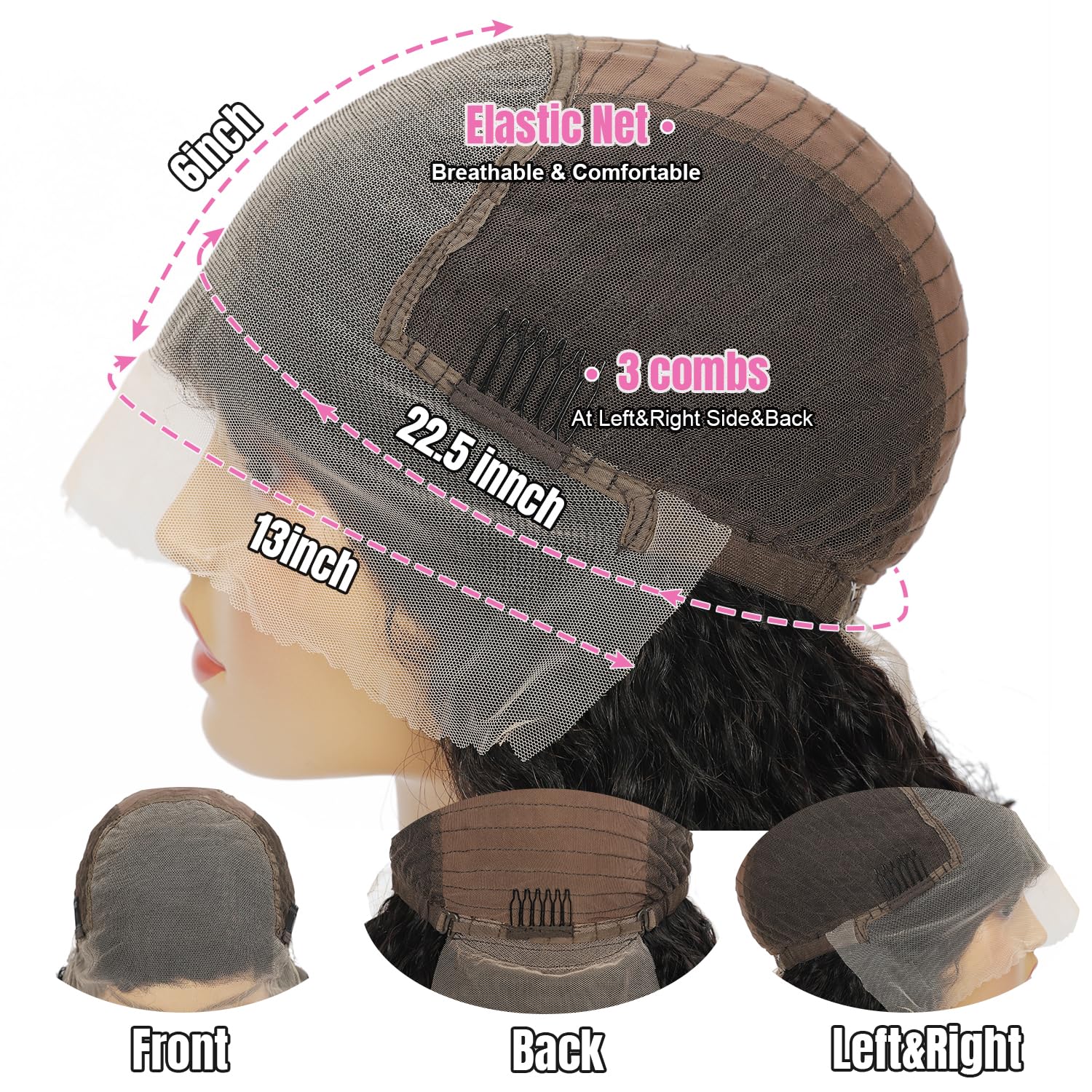 Ksflaae Pelucas de cabello humano con encaje frontal de 13 x 6 pulgadas, prearrancado, densidad del 180 %, HD, transparente, ondulado, encaje