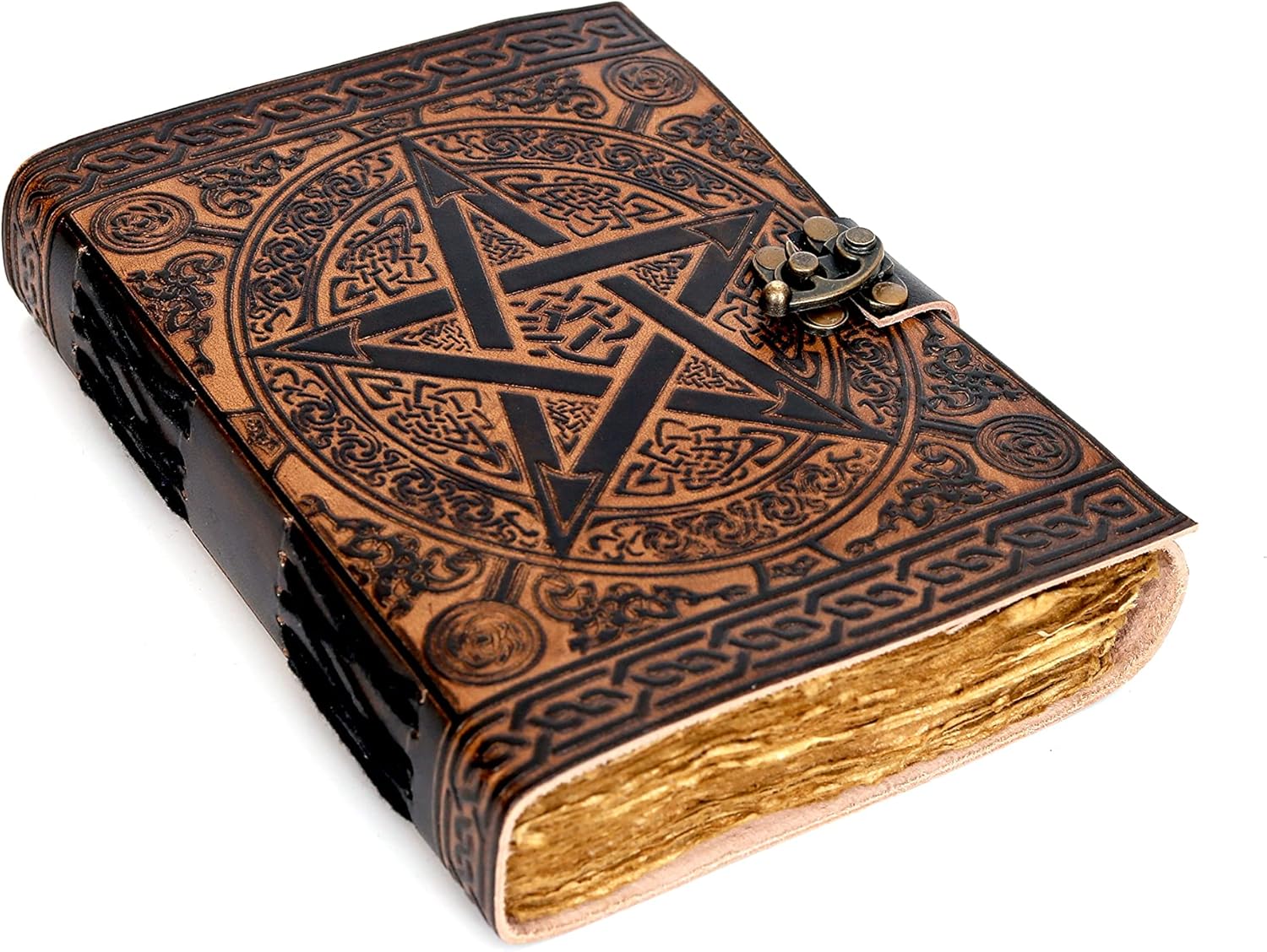 Diario vintage, diario de cuero, diario Wicca, diario Wiccan, 200 papel de borde de cubierta hecho a mano, cuaderno de cuero, cuaderno de bocetos de