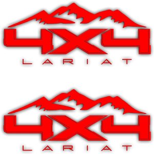 4X4 Mountain Bedside Vinyl Decal for Ford Lariat Trucks Red 4X4 Mountain Bedside Vinyl Decal for Ford Lariat Trucks Red