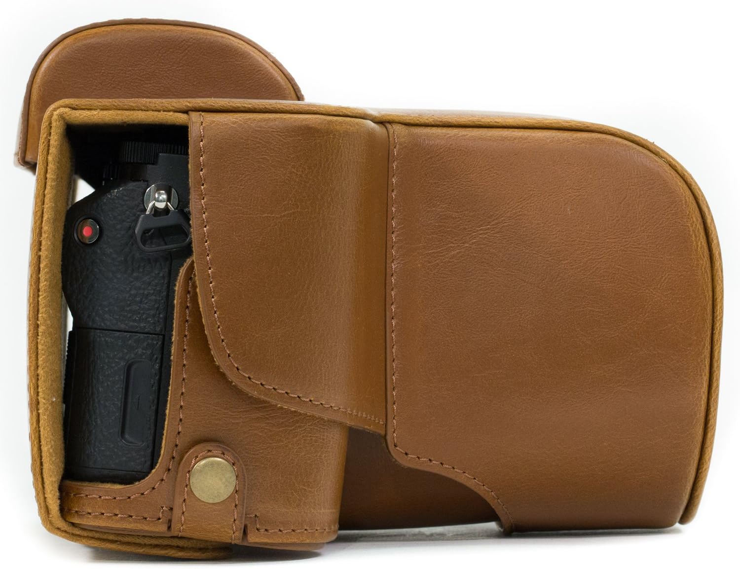 MegaGear Sony Alpha A7S II, A7R II, A7 II (1.102-2.756 in) Ever Ready – Funda de piel para cámara y correa con acceso a la batería, color marrón