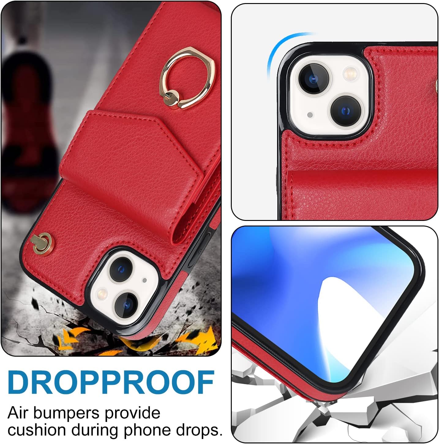 Asuwish Funda para iPhone 13 Mini de 5.4 pulgadas con protector de pantalla de vidrio templado y anillo RFID, soporte para tarjeta de crédito,
