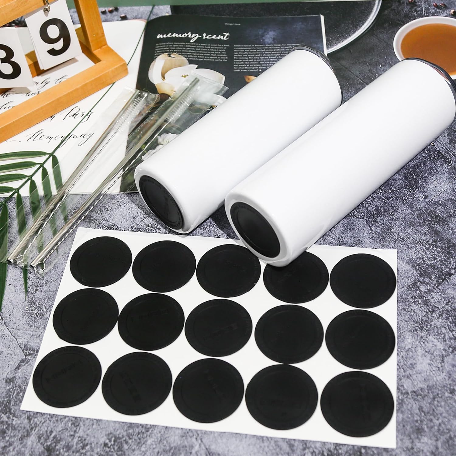 Pajitas de metal de acero inoxidable para vaso de sublimación de 20 onzas, con 25 popotes rectos reutilizables, 25 cepillos limpiadores de popotes y