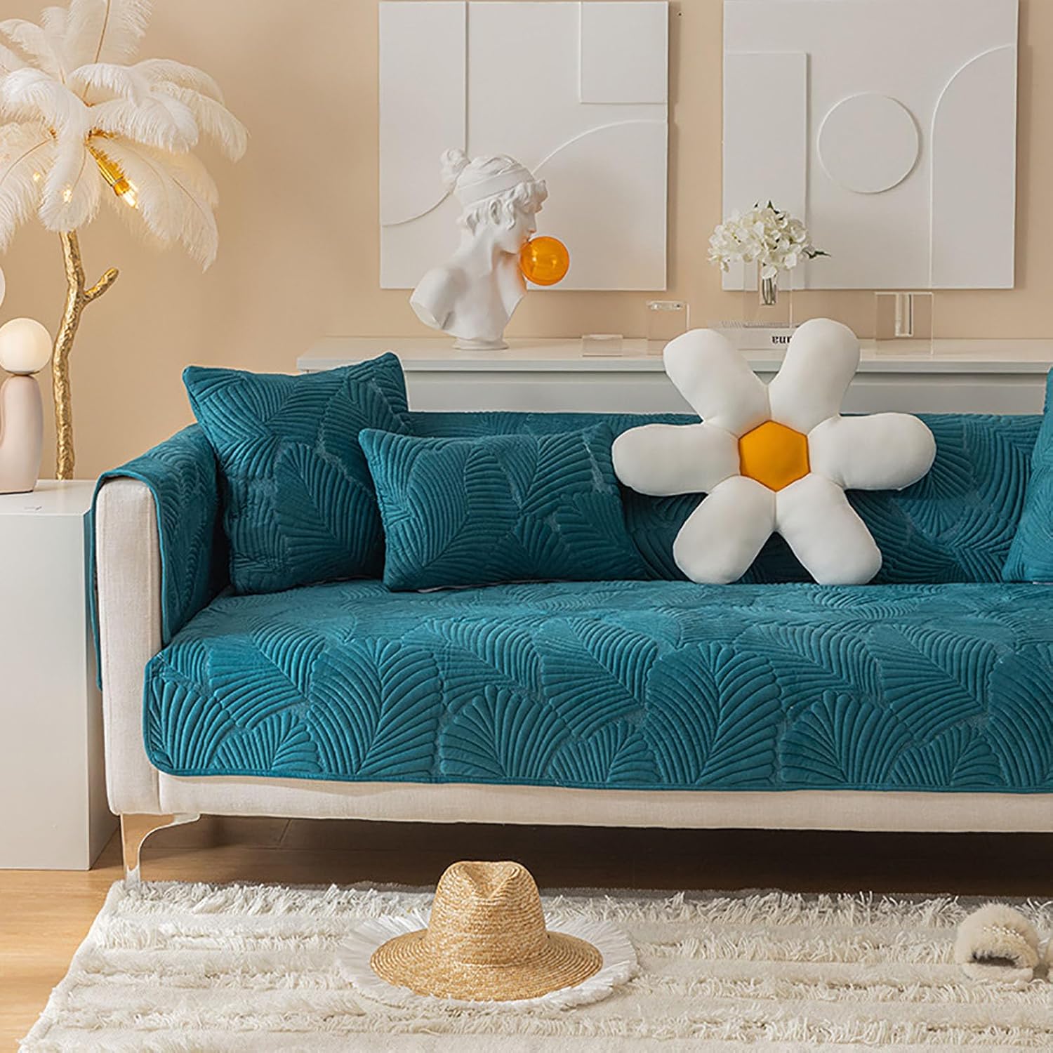 Toalla de sofá de terciopelo, funda gruesa acolchada de felpa para sofá, protectores universales de muebles de color sólido, funda de sofá modular
