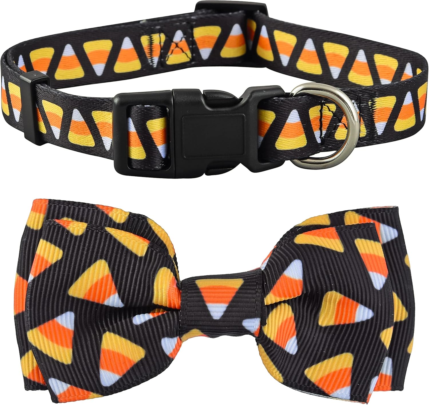 Collar de perro de Halloween con corbatín, perros grandes, medianos y pequeños (S, maíz dulce de Halloween)