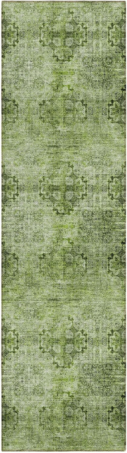 Chantille ACN557 – Alfombra de pasillo para interior y exterior, resistente a las manchas, lavable, para baño, lavandería y dormitorio, color verde