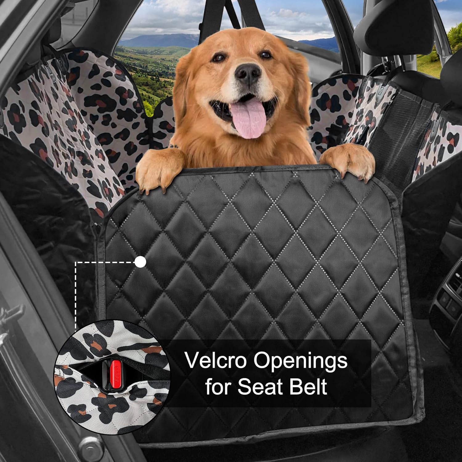 Femuar Funda de asiento de coche para perro, impermeable, antideslizante, para asiento trasero con bolsillos de almacenamiento, ventana visual de