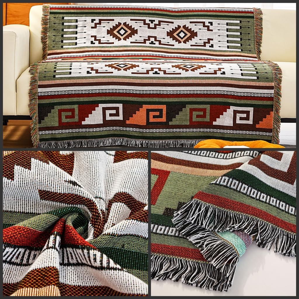 Shesyuki Southwest – Manta decorativa bohemia azteca para sofá, silla, sofá, cama, al aire libre, playa, viajes, 51 x 63 pulgadas