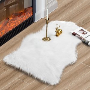 Alfombra de piel sintética, mullida y esponjosa, ultra suave de 2 x 3 pies, alfombra de piel de oveja blanca, alfombra mullida lavable a máquina, Alfombra de piel sintética, mullida y esponjosa, ultra suave de 2 x 3 pies, alfombra de piel de oveja blanca, alfombra mullida lavable a máquina,