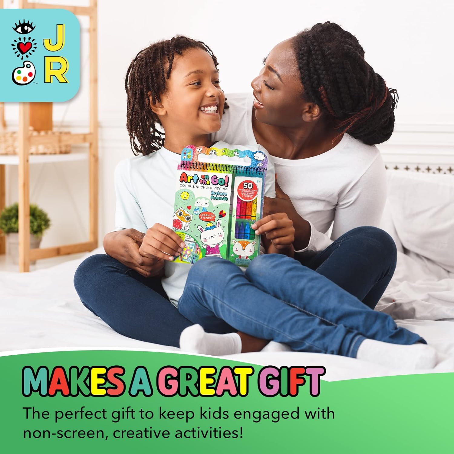 iHeartArt – Juego de arte para niños, kit de dibujo y colorear, incluye crayones gruesos, plantilla, calcomanías, divertidos regalos de actividades