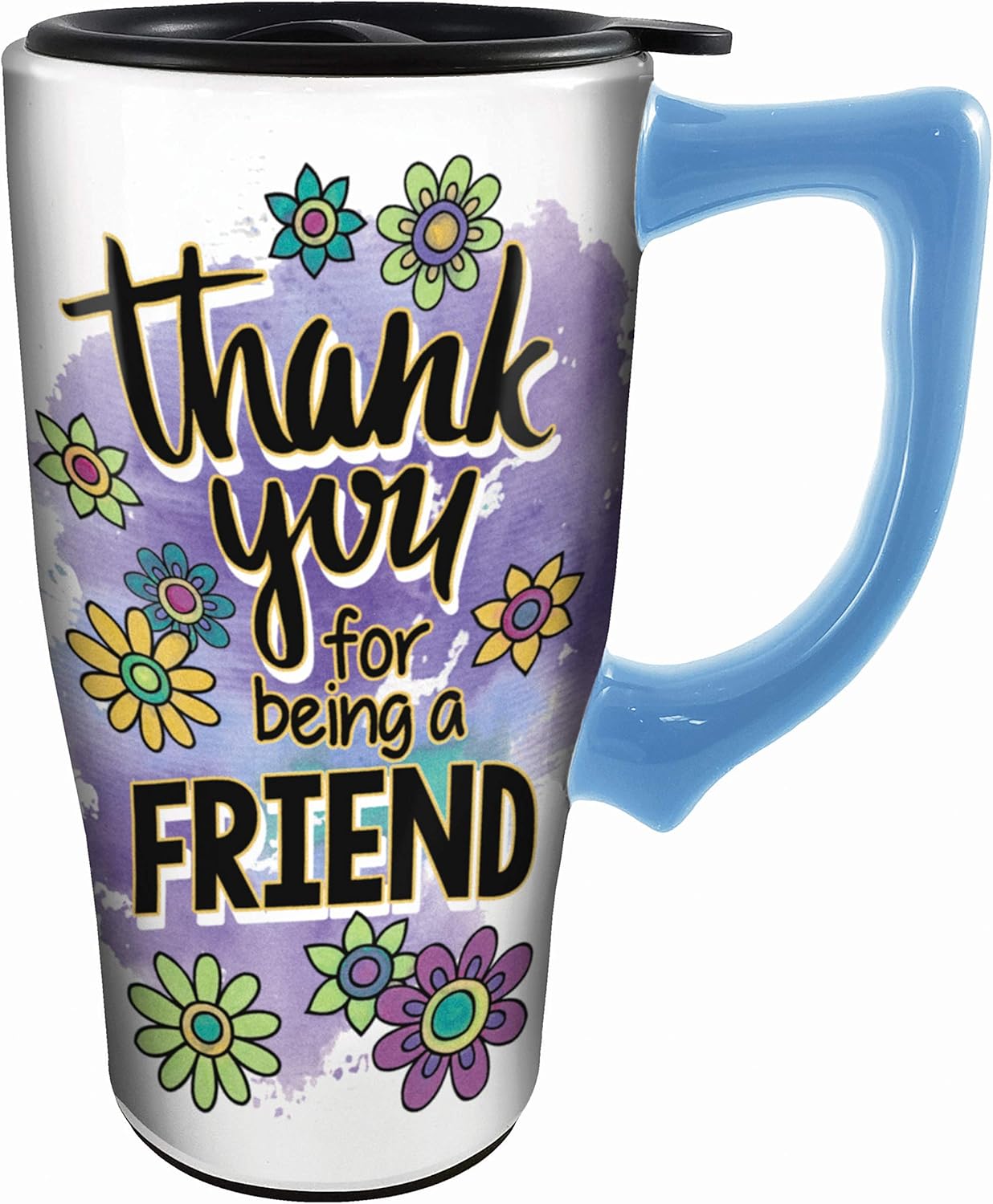 Spoontiques – Tazas de viaje de cerámica – Taza de agradecimiento amigo – Bebidas calientes o frías – Regalo para los amantes del café