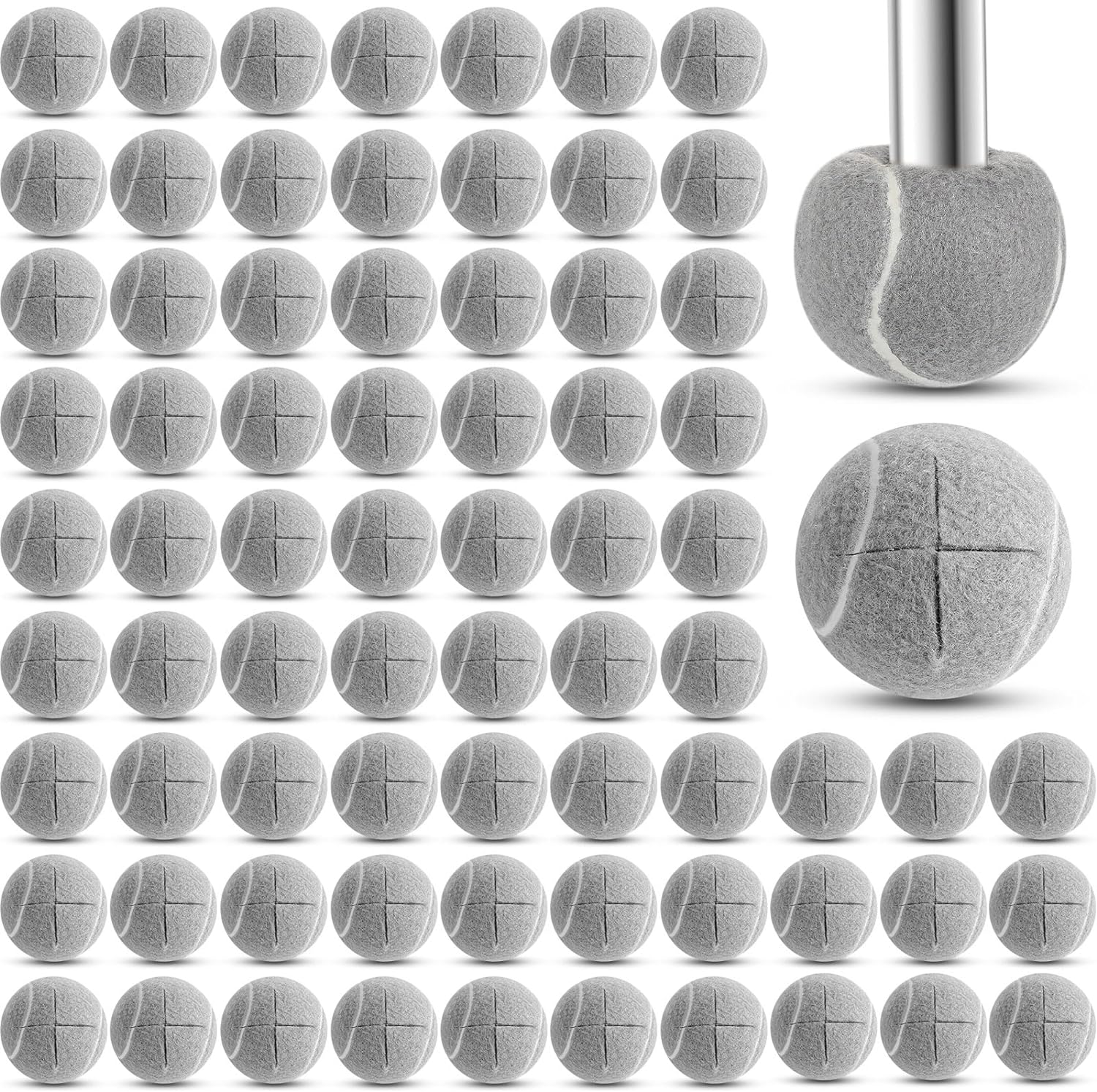 Macarrie 300 pelotas de tenis precortadas a granel de 2.5 pulgadas para sillas y patas, protector de suelo gris, resistente, de larga duración,