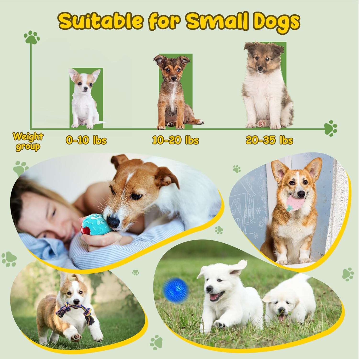 Juego de juguetes masticables para dentición 22 en 1, juguetes para perros con cuerda, juguetes chirriantes y bolas de golosinas para perros pequeños