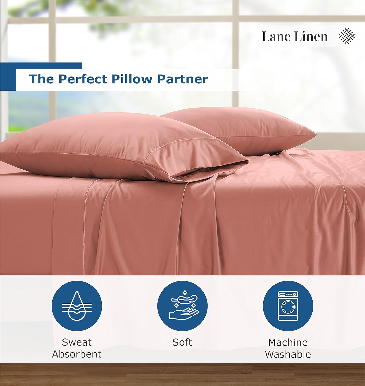 LANE LINEN Juego de 2 fundas de almohada 100% de algodón egipcio, fundas de almohada de tamaño estándar, se adaptan a almohadas estándar y Queen,