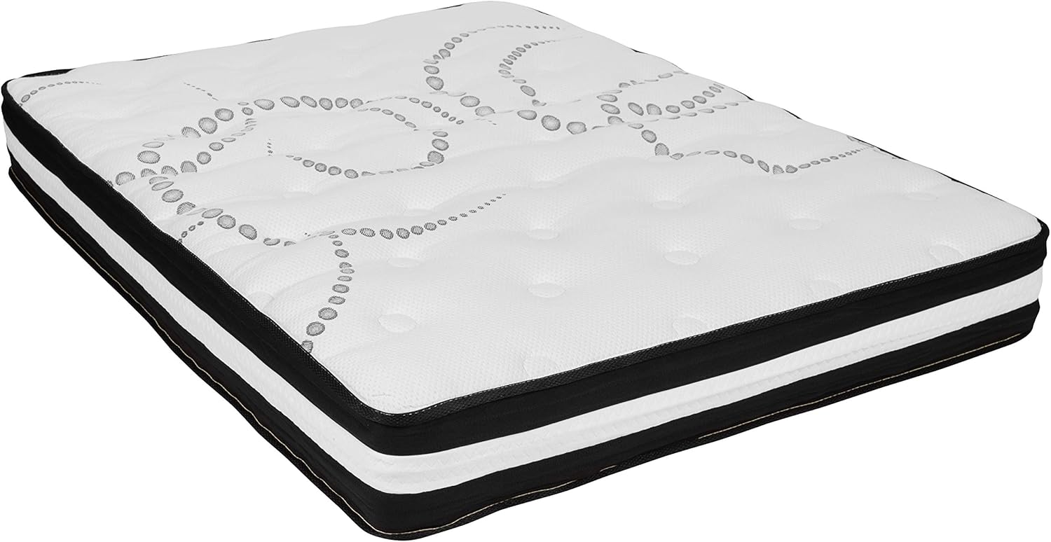 Merrick Lane Luna – Colchón híbrido de tamaño matrimonial de 10 pulgadas con certificación CertiPUR-US de espuma y resortes ensanchados en una caja