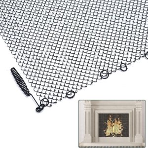 Cortina de malla para chimenea de 26 x 24 pulgadas, cortina de repuesto para chimenea, cadena decorativa de protección contra chispas, embalaje de Cortina de malla para chimenea de 26 x 24 pulgadas, cortina de repuesto para chimenea, cadena decorativa de protección contra chispas, embalaje de