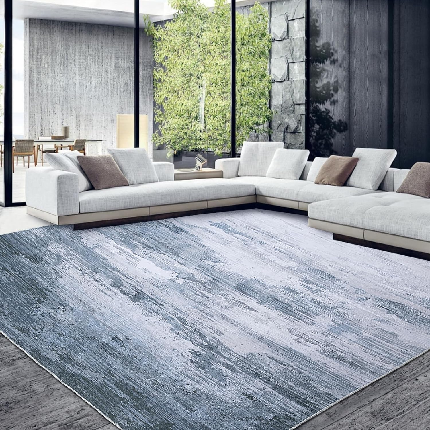 HOMBYS Alfombra moderna de 9 x 12 pies para sala de estar, dormitorio, alfombra grande de estilo bohemio con respaldo antideslizante para