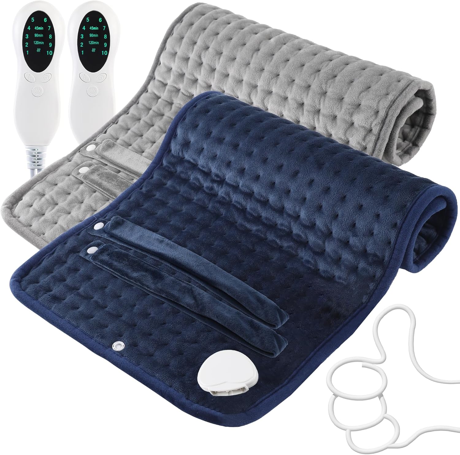 Paquete de 2 almohadillas térmicas XL para aliviar el dolor de espalda y calambres, 10 ajustes de calor, apagado automático, almohadilla térmica