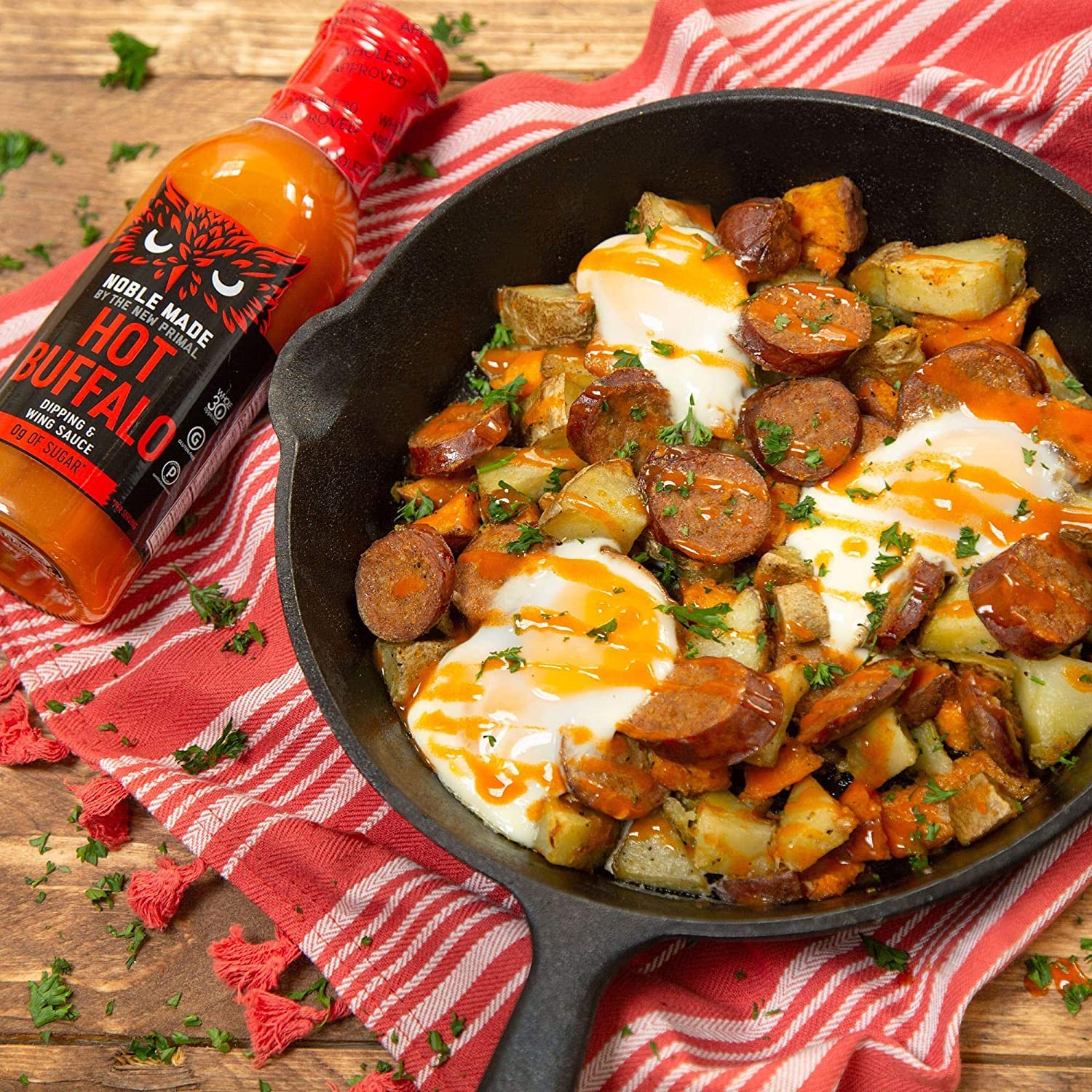 The New Primal Noble, salsa picante de búfalo para inmersión y ala, aprobada por Whole30, paleo, ceto, vegano, sin gluten y lácteos, sin azúcar ni