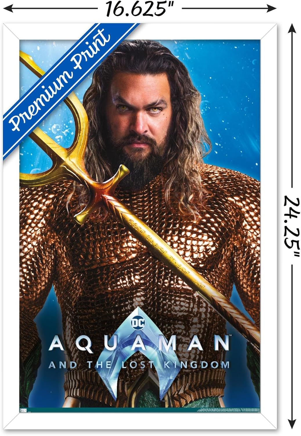 Trends International DC Comics Movie Aquaman y el Reino Perdido – Póster de pared de Aquaman, 14.72 x 22.37 pulgadas, versión enmarcada en blanco
