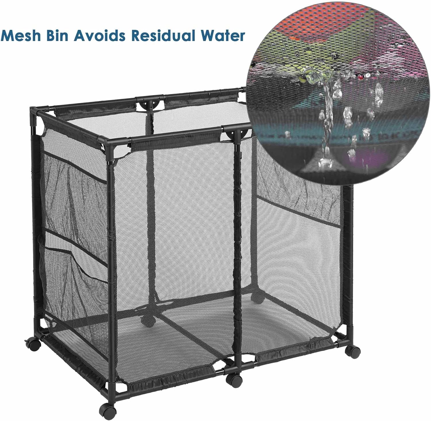 Yescom Contenedor de malla de 36 x 24 x 35 pulgadas para almacenamiento de piscina, carrito rodante, organizador de red, marco de metal, contenedor
