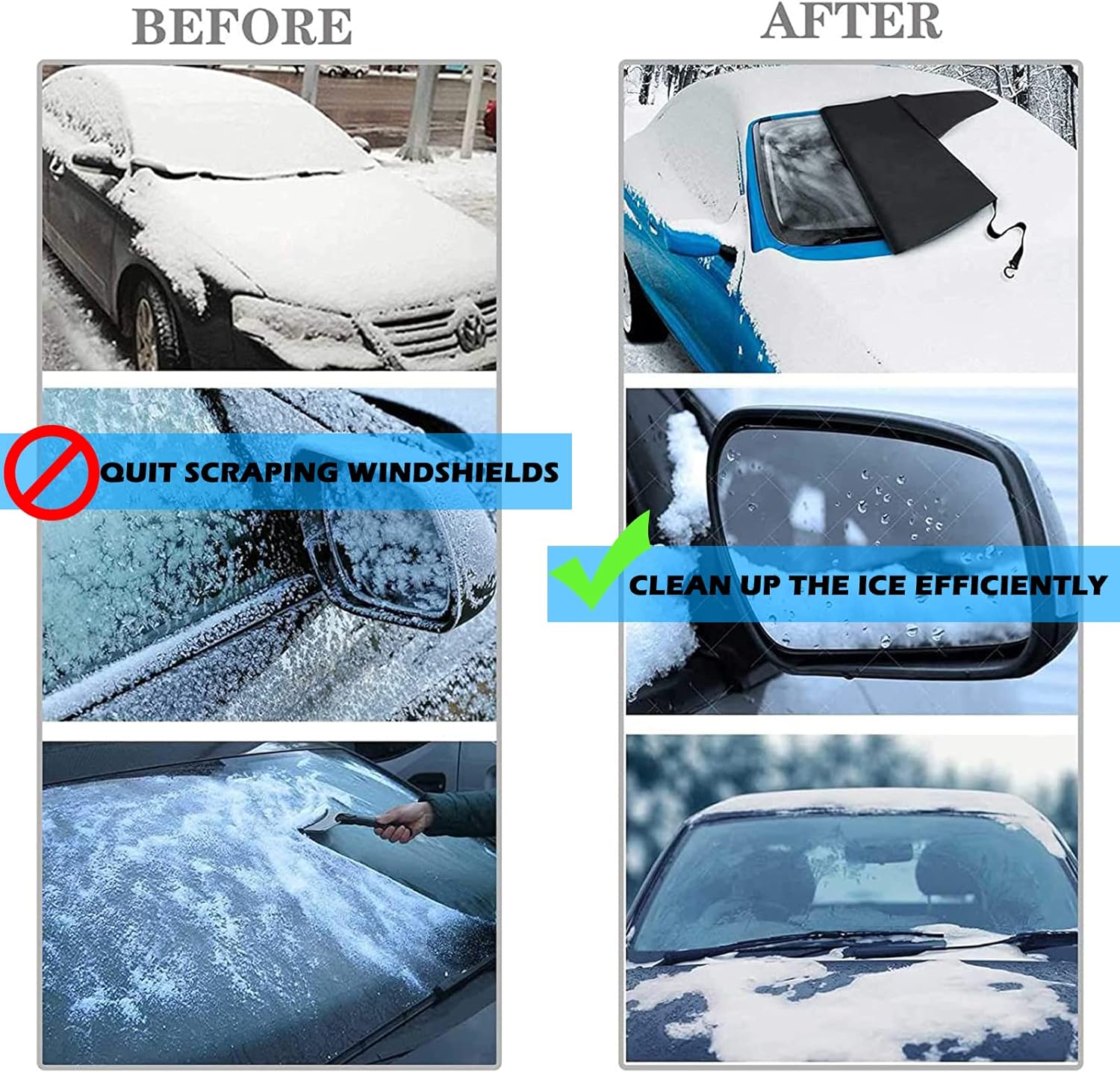 Big Hippo Cubierta de nieve para parabrisas, extra grande 600D para hielo y nieve, protector de parabrisas grueso impermeable para camioneta,