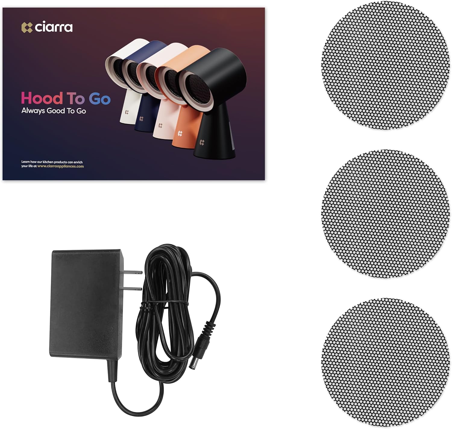 CIARRA Campana extractora portátil, campana extractora de escritorio con ventilador de escape de 2 velocidades, filtro de aluminio desmontable, taza