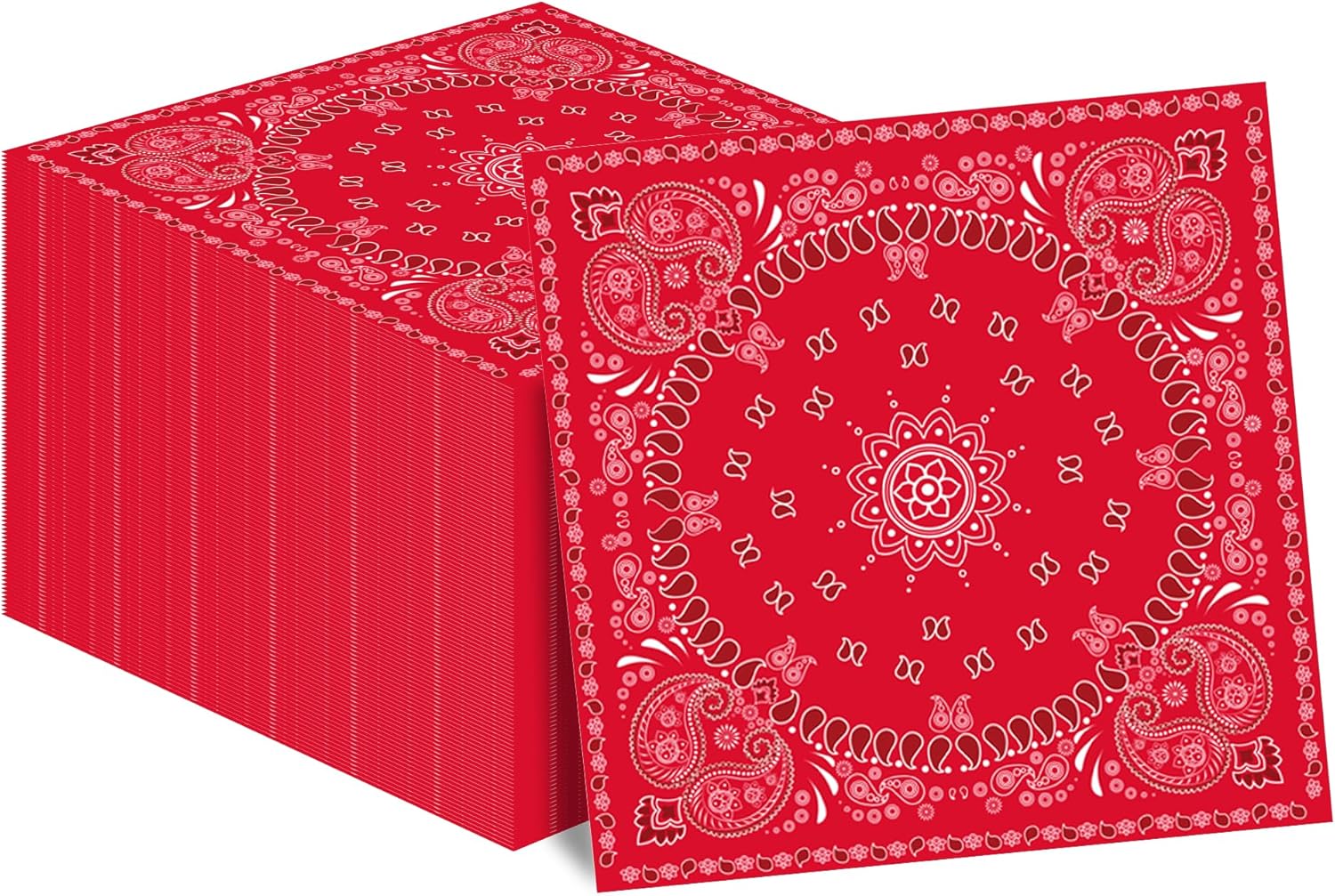 Juego de 40 servilletas de papel del oeste de color rojo con bandana roja, juego de servilletas de papel occidental, bandana roja, suministros para