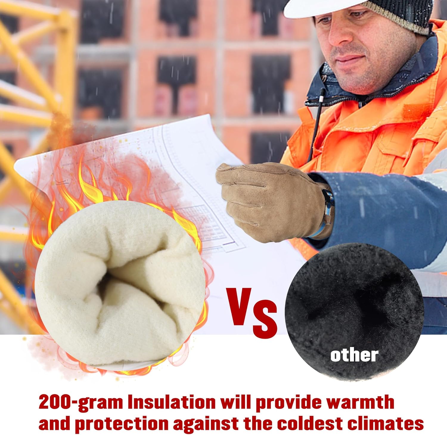 Guantes de trabajo con aislamiento impermeable, guantes térmicos de invierno para hombres y mujeres, compatible con pantalla táctil, guantes de