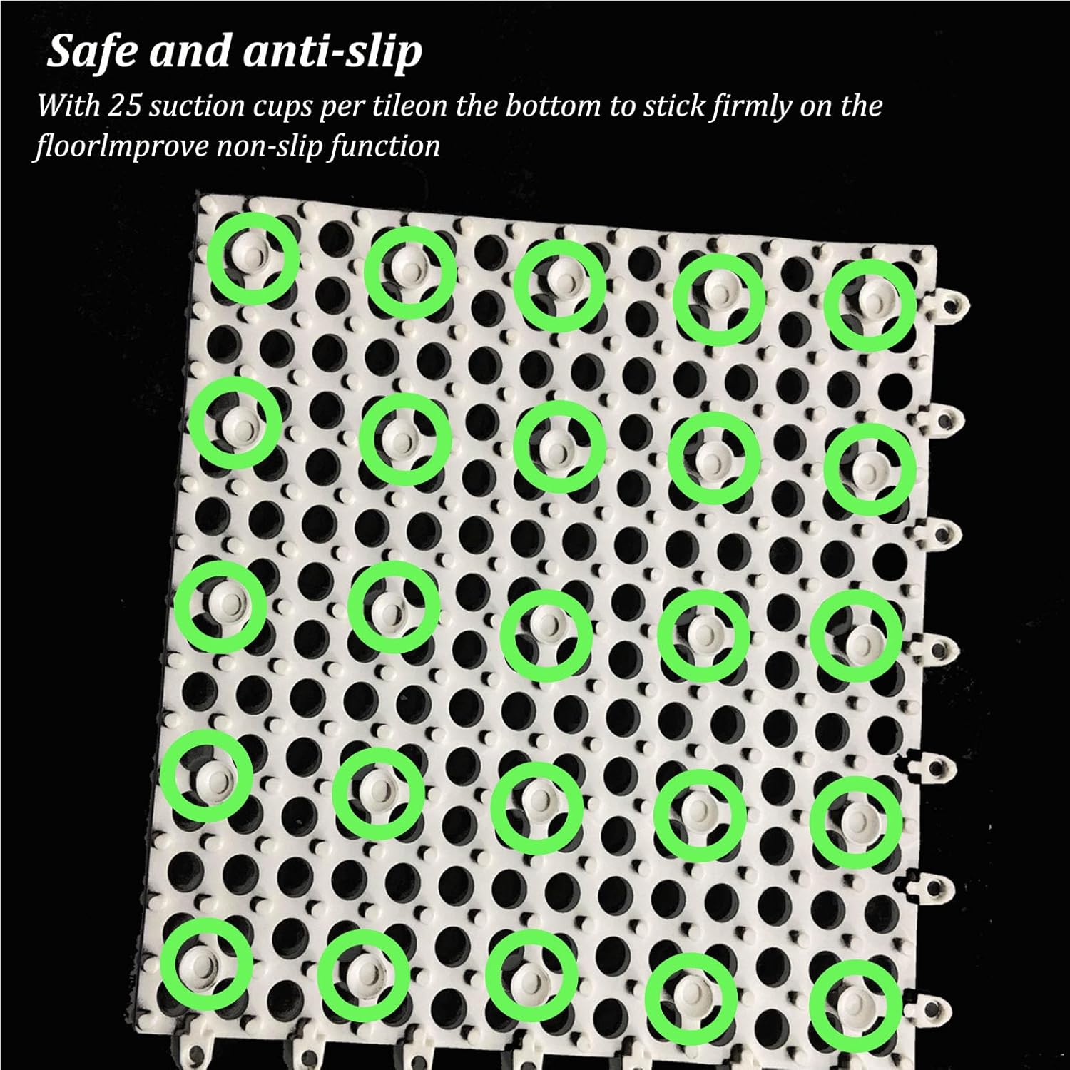 12 Pack 12x12in Interlocking Shower Floor Mat,Soft TPE Bathroom Shower Tiles Mats Non-Slip DIY Bath Hydrophobic Foot Pad with Suction Cup,for