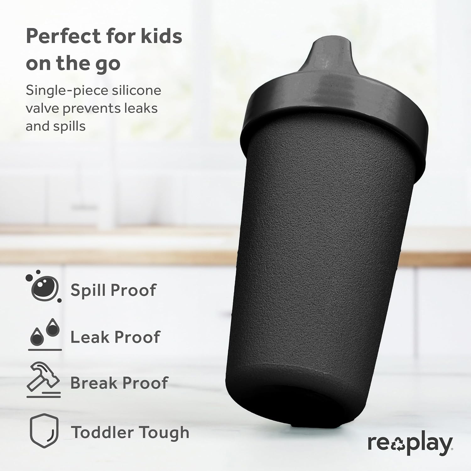 Re-Play Vasos para sorber para niños pequeños, 10 onzas, reutilizables a prueba de derrames, aptos para lavavajillas y microondas, paquete de 1,