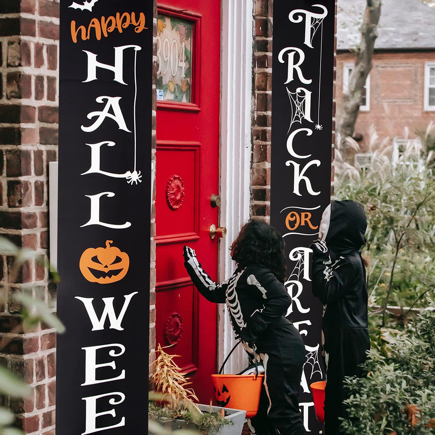 Decoraciones de Halloween al aire libre, carteles colgantes decorativos para puerta delantera, porche, patio, decoración de pared interior del