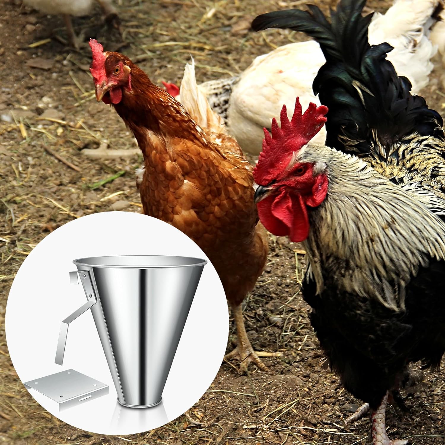 4 unidades de cono de restricción para aves de corral, diseño de embudo con parte trasera plana, cono de restricción de conos de procesamiento de
