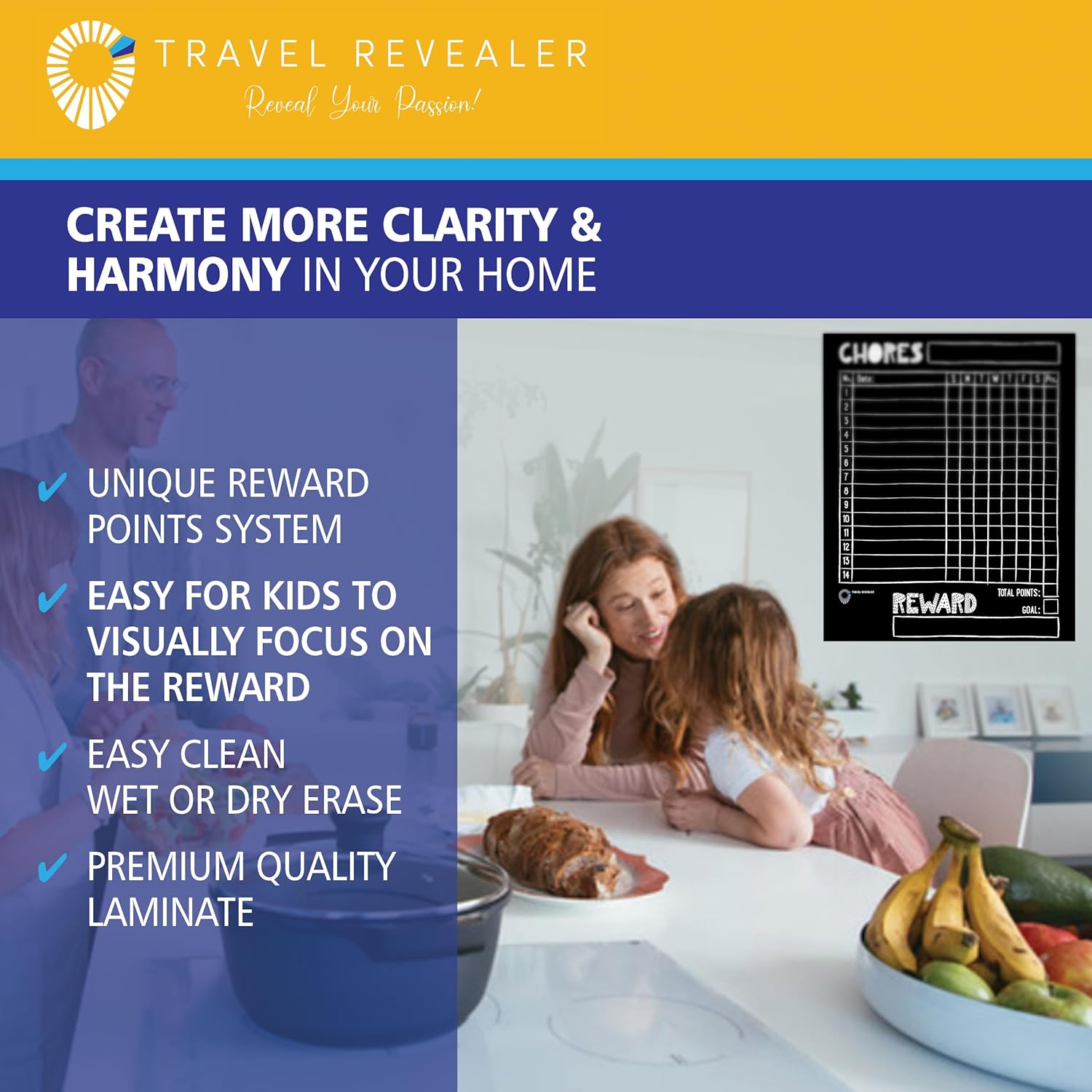 Travel Revealer Tabla magnética de tareas para niños, múltiples niños, adultos, tabla de recompensas familiares para niños en casa magnética de 11 x