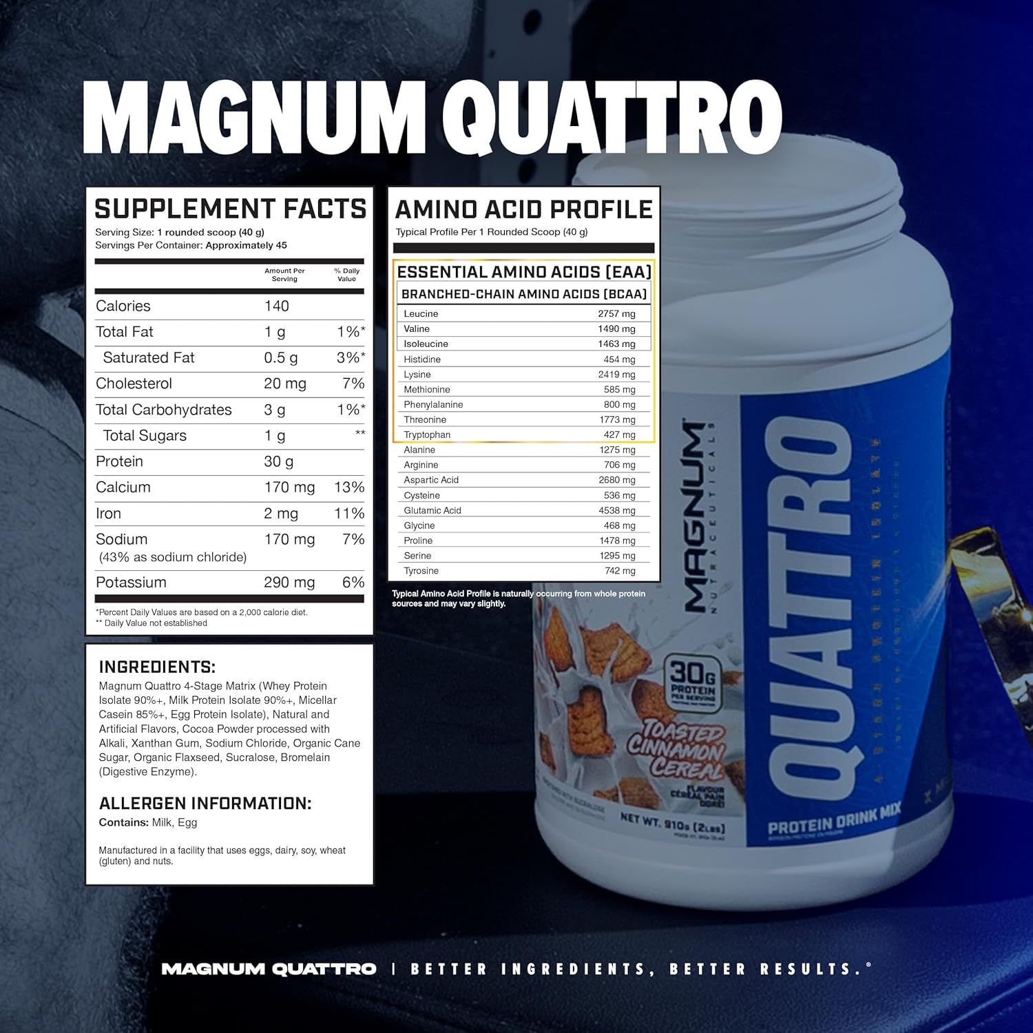 Magnum Nutraceuticals Quattro – Cereal de canela tostada, 2 libras, puede apoyar el crecimiento muscular y la recuperación
