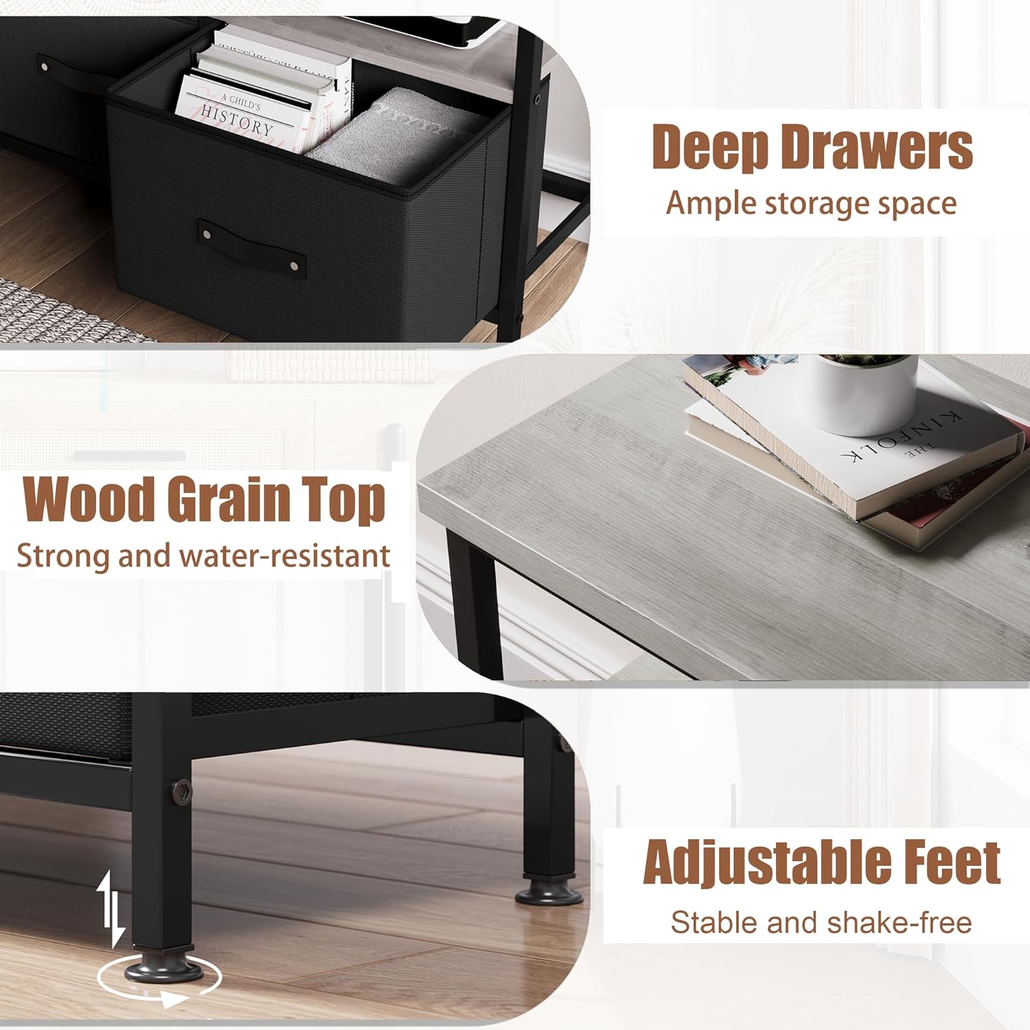IDEALHOUSE Mueble de TV de 50 pulgadas, centro de entretenimiento con almacenamiento, soporte de TV de 50 pulgadas para dormitorio, soporte de TV
