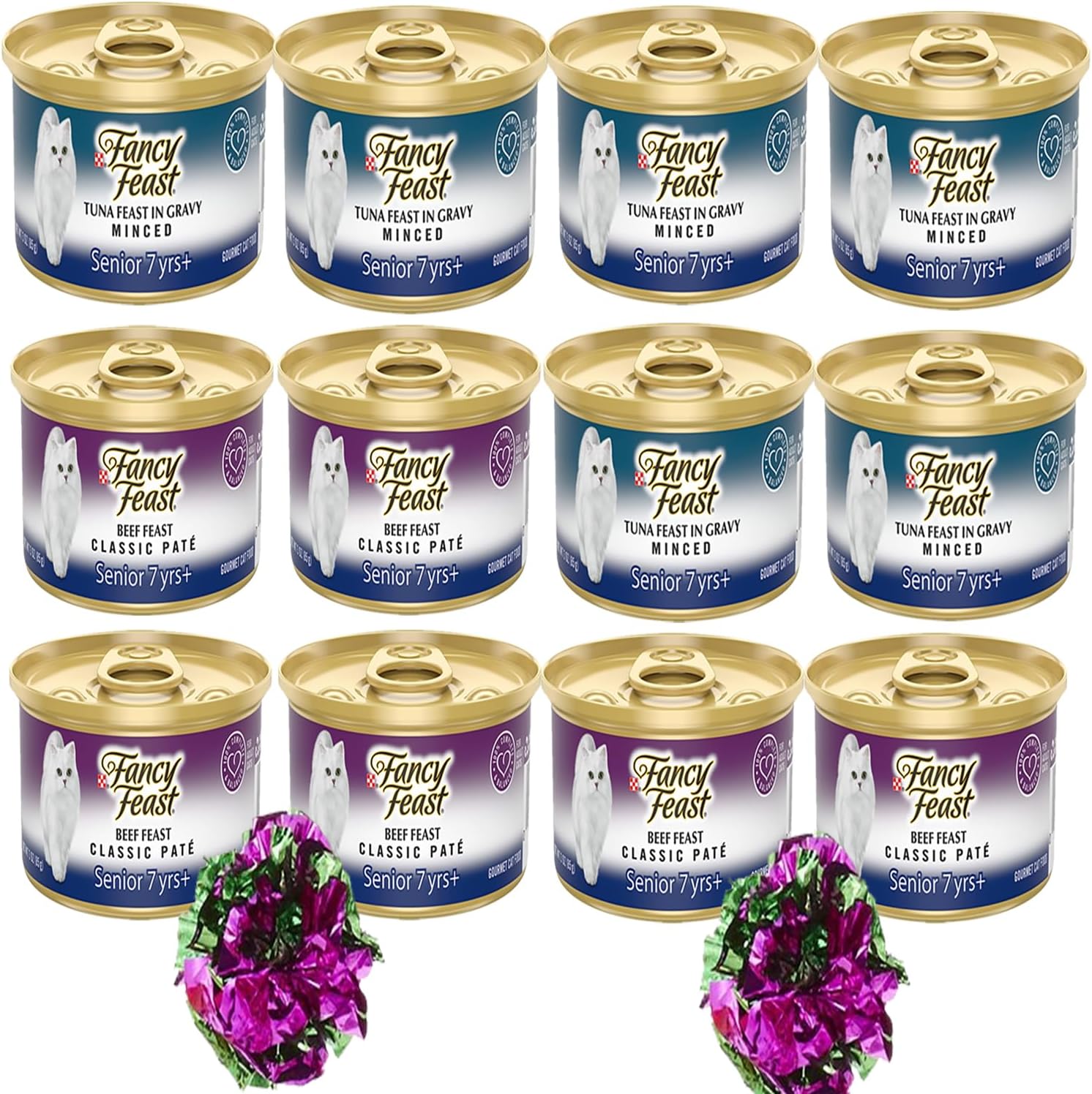 Fancy Feast – Comida húmeda para gatos mayores de 7 años, 3 onzas cada una, 12 latas de comida húmeda para gatos para gatos mayores de lujo, 6 latas