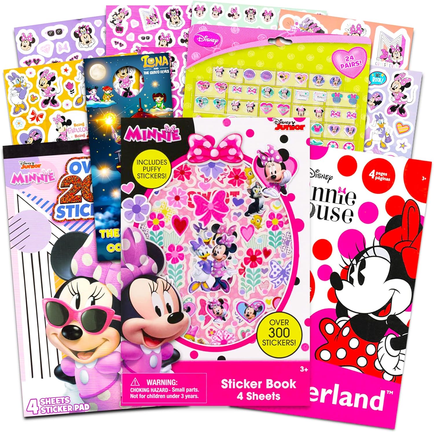 Juego de calcomanías de Minnie Mouse de Disney, paquete de calcomanías de Minnie con más de 800 calcomanías con aretes de Minnie y Daisy Plus y más