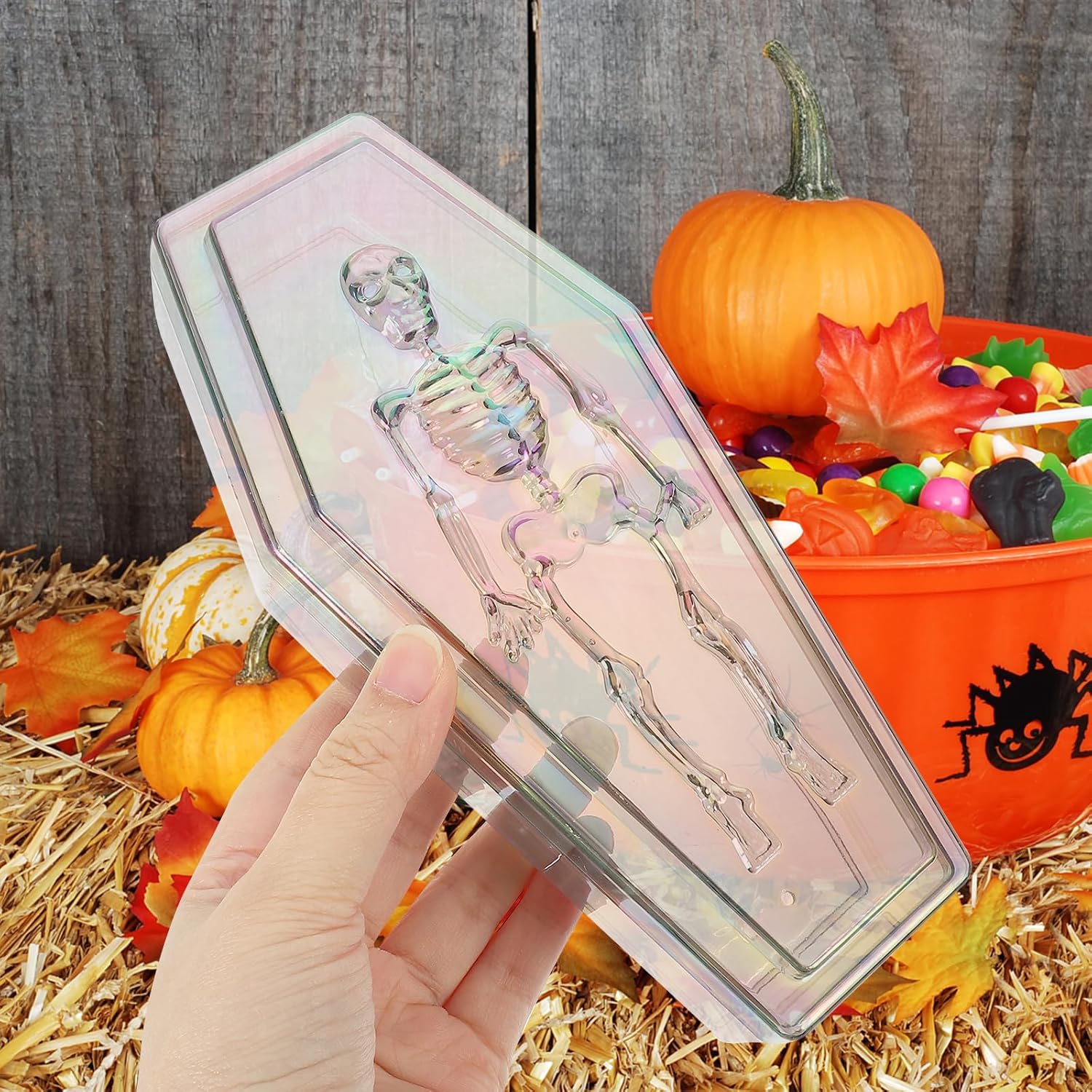 INOOMP Caja de dulces de ataúd de Halloween, caja de joyería transparente con tapa, decoración gótica del hogar para fiesta