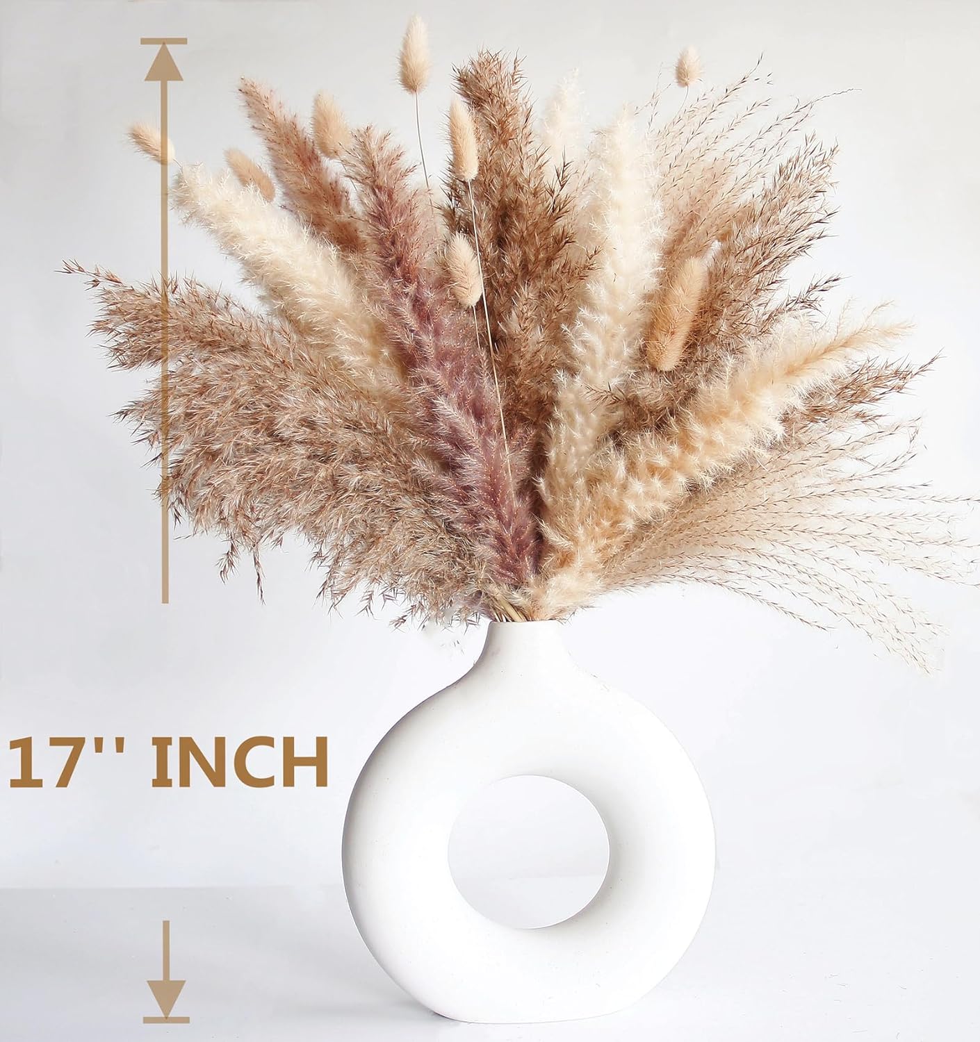 Decoración de hierba seca de las pampas, 120 piezas de hierba de las pampas con colas de conejo, ramo de hierba de caña para bodas, flores bohemias,