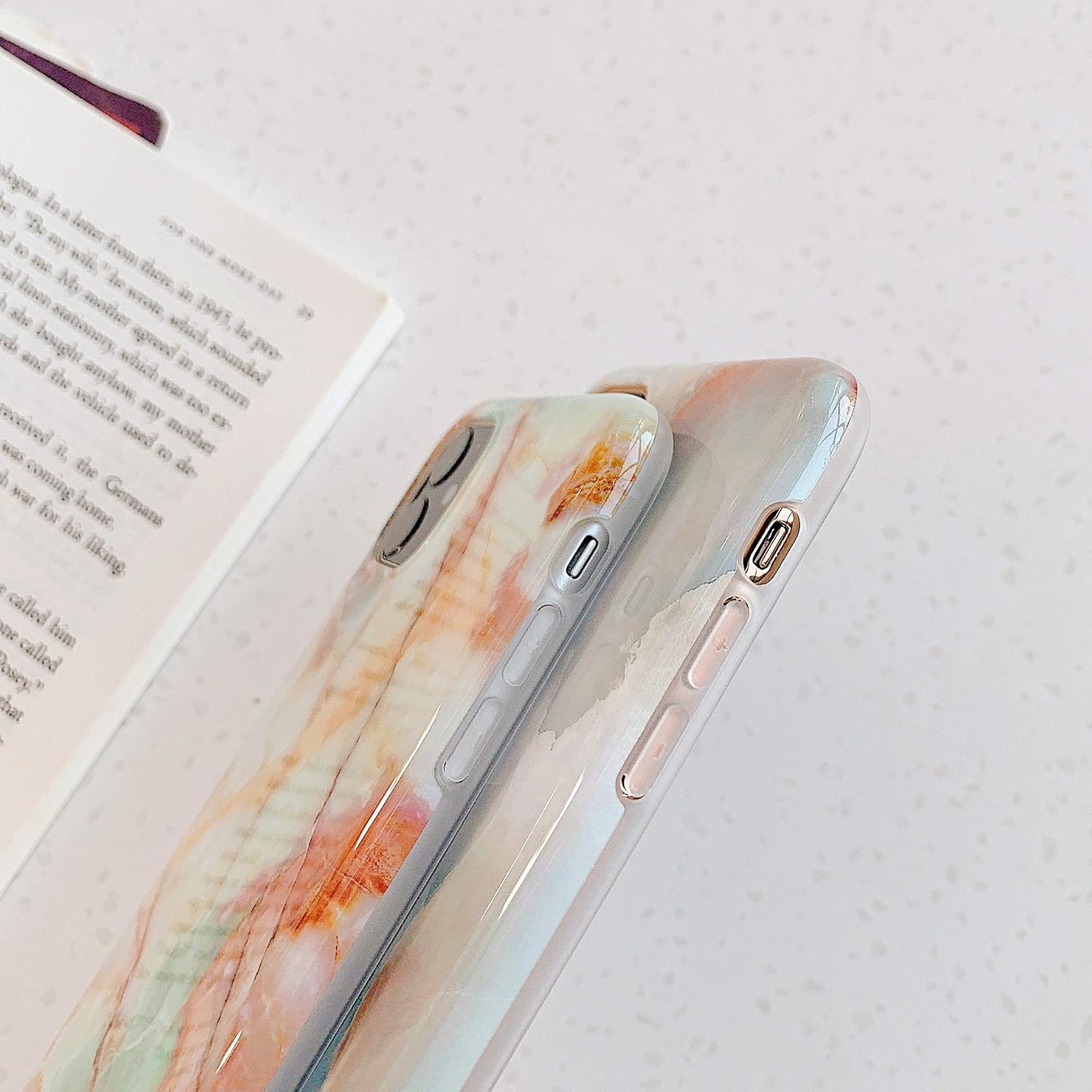 J.west Funda compatible con iPhone 14 Pro de 6.1 pulgadas, diseño de mármol gris, patrón de piedra, ultra delgada, flexible, parachoques suave, goma
